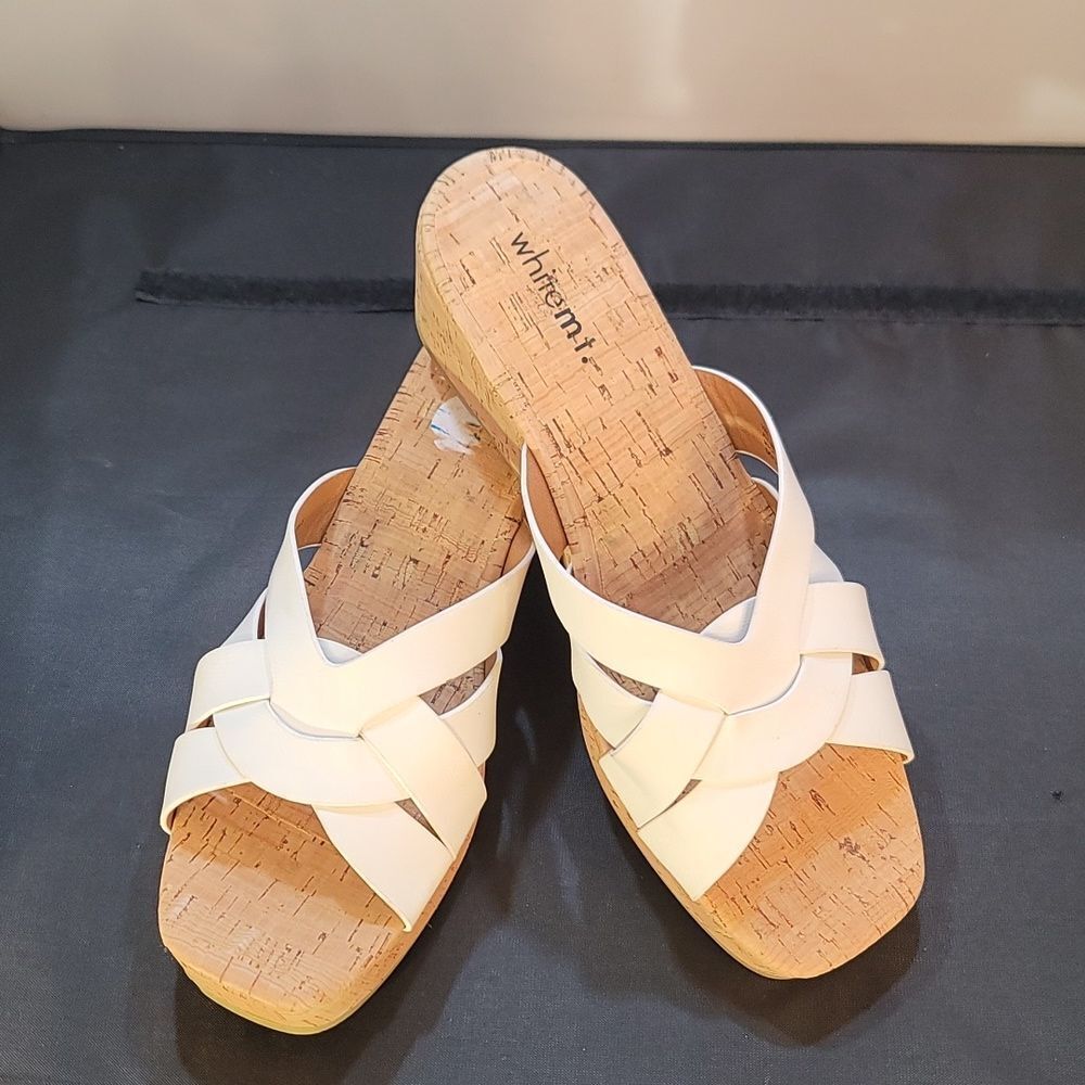BRAND NEW WHITEMT SLIP-ON WOMEN"S WEDGE SANDAL